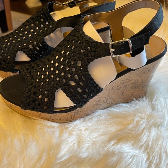 NWT-So brand black cork wedges size 9 - Picture 2 of 9